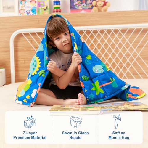 Sivio Weighted Blanket - All-Natural 100% Cotton Weighted Blanket 3 lbs 36 x 48 inches, Breathable Cooling Throw Blanket for Calm Sleeping for Home and School Nap, Blue Dinosaur - Image 4