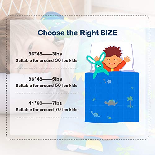 Sivio Weighted Blanket - All-Natural 100% Cotton Weighted Blanket 3 lbs 36 x 48 inches, Breathable Cooling Throw Blanket for Calm Sleeping for Home and School Nap, Blue Dinosaur - Image 5