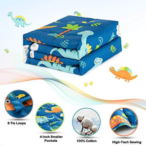 Sivio Weighted Blanket - All-Natural 100% Cotton Weighted Blanket 3 lbs 36 x 48 inches, Breathable Cooling Throw Blanket for Calm Sleeping for Home and School Nap, Blue Dinosaur - Image 3