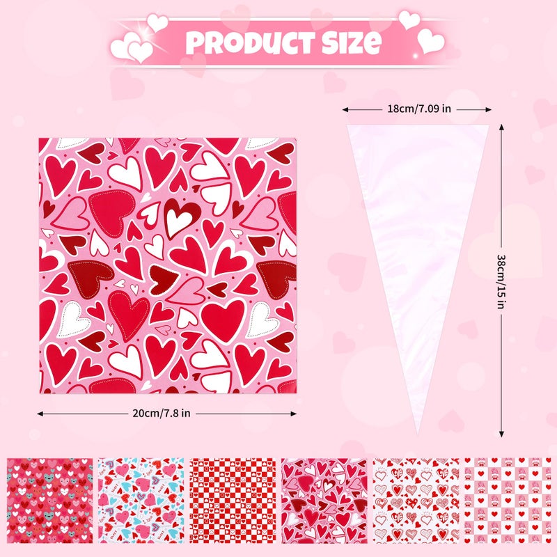 Giiffu Valentine's Day Gifts for Kids-30 Pack Valentines Sweet Cones Shaped Stationery Gift for Classroom, Creative Valentine Exchange Gift Set with Clear Bag Heart Card Pencil Sticker Eraser Sharpener Ruler - Image 2