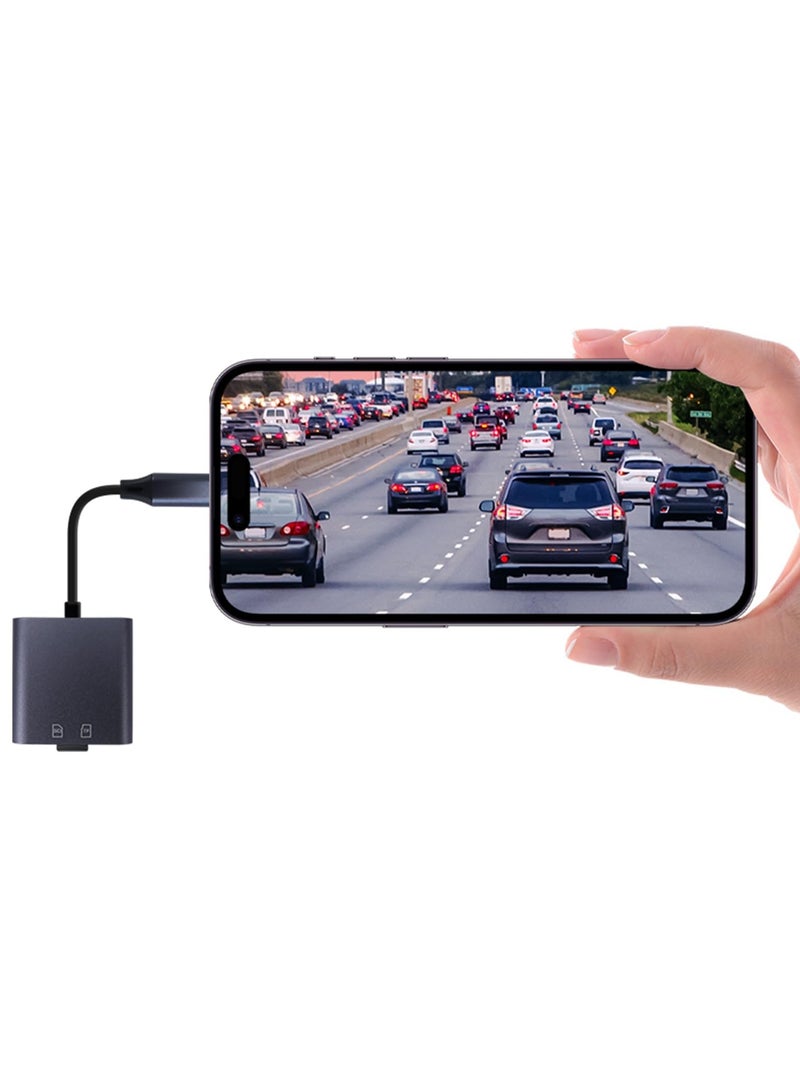 Aluminum USB C SD Card Reader,2-in-1 Memory Card Reader with SDXC, SDHC, SD, MMC, RS-MMC, Micro SDXC, Micro SD, Micro SDHC Card for iPhone 15 Pro Max, and More USB-C/Type C Device