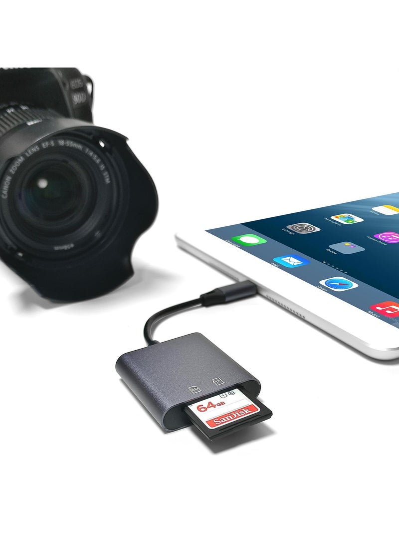 Aluminum USB C SD Card Reader,2-in-1 Memory Card Reader with SDXC, SDHC, SD, MMC, RS-MMC, Micro SDXC, Micro SD, Micro SDHC Card for iPhone 15 Pro Max, and More USB-C/Type C Device