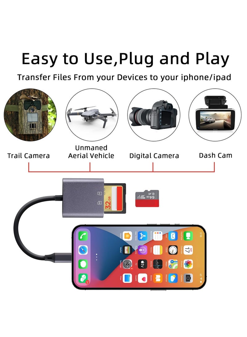 Aluminum USB C SD Card Reader,2-in-1 Memory Card Reader with SDXC, SDHC, SD, MMC, RS-MMC, Micro SDXC, Micro SD, Micro SDHC Card for iPhone 15 Pro Max, and More USB-C/Type C Device
