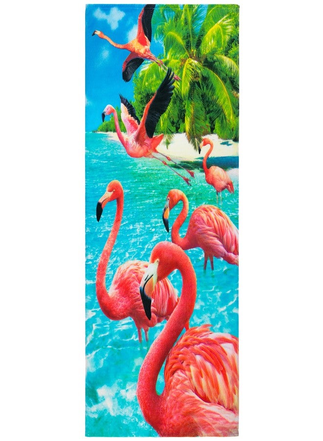 Beachland Flamingo Beach Towel 30 x 60 inch 100% Cotton (Flamingos at The Beach, One Towel) - Image 1