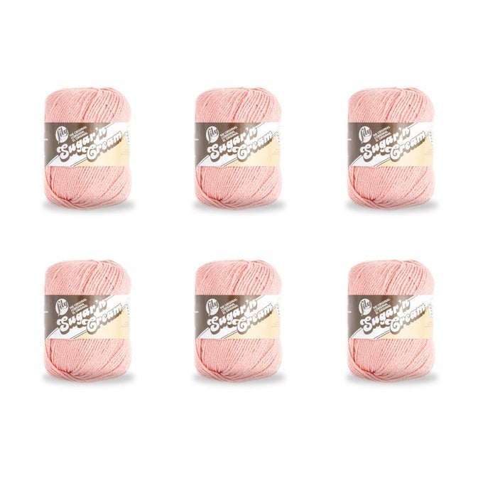 SUGARN CREAM SUPER SIZE CORAL ROSE YARN 6 PACK OF 113G4OZ COTTON 4 MEDIUM WORSTED 200 YARDS KNITTINGCROCHET