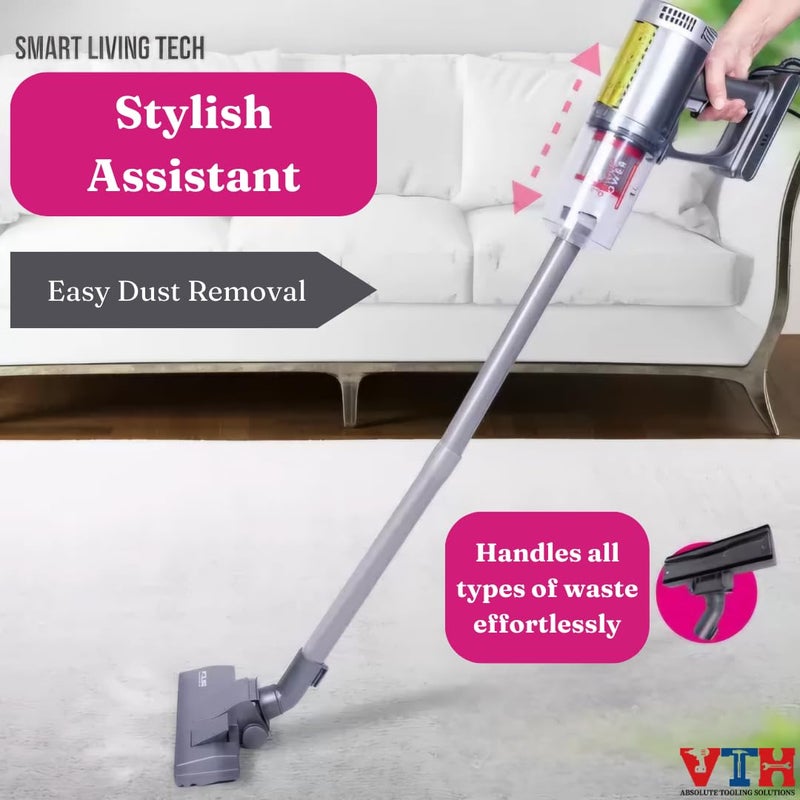 VTH WITH TAGLINE ABSOLUTE TOOLING SOLUTIONS مكنسة كهربائية محمولة قوية 2000 واط مع نظام ترشيح متقدم وأداة شق طويلة وفرشاة أرضية وترشيح مخرج الهواء مصممة لتشغيل سهل بيد واحدة مثالية للمنزل - Image 5