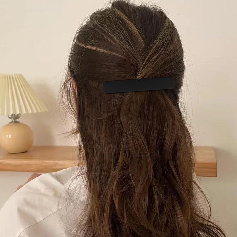 Atoden Ergonomic build Hair Clip, Black Matte Barrettes for Women 4Pcs, Flat Hair Clips for Thin Fine Hair, Hair Pins for Short Medium Hair, Cute Hair Accessories for Women Girls Dense material - Image 2