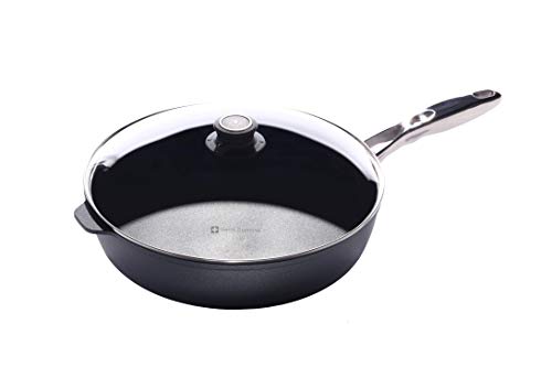 Swiss Diamond Swiss Diamond Nonstick Saute Pan with Lid Diamond Coated Aluminum Deep Saute Pan with Lid Features Stainless Steel Handle Dishwasher  Oven Safe Up To 500 F 125 Inch 58 Quart 