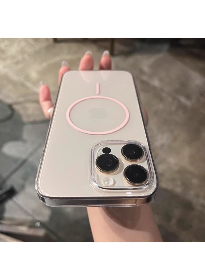 Generic - Suitable For IPhone16ProMax Phone Case Advanced Sense Simple Thin Ring Magnetic Suction Apple 15 Drop-resistant Protective Case 14-Color:Pink-Applicable Models:iPhone 15 Pro - Image 1