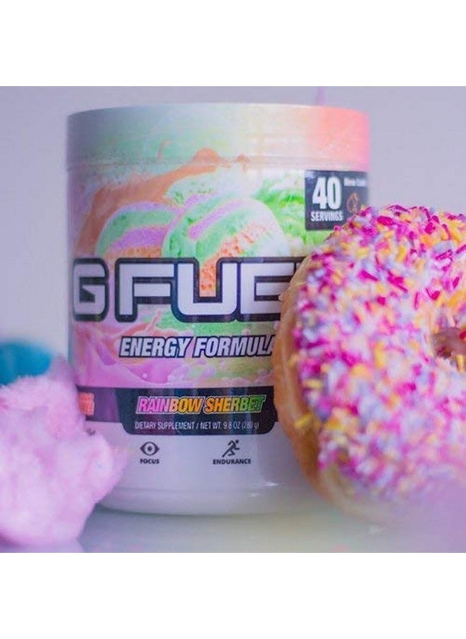Gamma Labs - G Fuel Rainbow Sherbet Energy Powder, Sugar Free, Clean Caffeine Focus Supplement, Water Mix, Focus Amino, Vitamin + Antioxidants Blend - 9.8 Oz (40 Servings) - Image 1