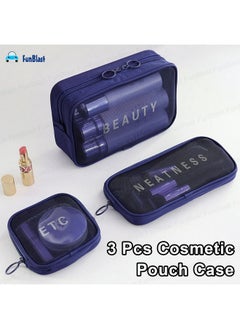 FunBlast 3 Pcs Cosmetic Pouch Case - Travel Mesh Makeup Bags, Transparent Washbag Pouch, Makeup Pouch for Women Cosmetic Organizer Bag, Portable Toiletry Storage Bag Pouch for Girls, Women (Blue) - pzsku/Z68268FFD546EC18908FCZ/45/_/1738305609/466969b8-e46f-4e76-a505-7a43f3b62d4e