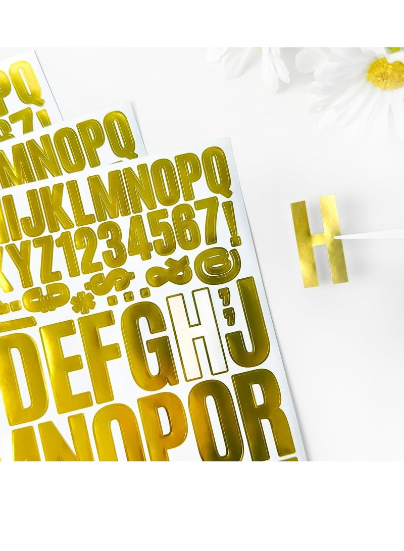 1020Pcs Self Adhesive Waterproof 0.8 & 1.10 Inch Alphabet Stickers for Graduation Cap,Craft Supplies,Sign, Mailbox,Tumblers,Scrapbook（10 Sheets Gold Letters Number Stickers）  - Image 2