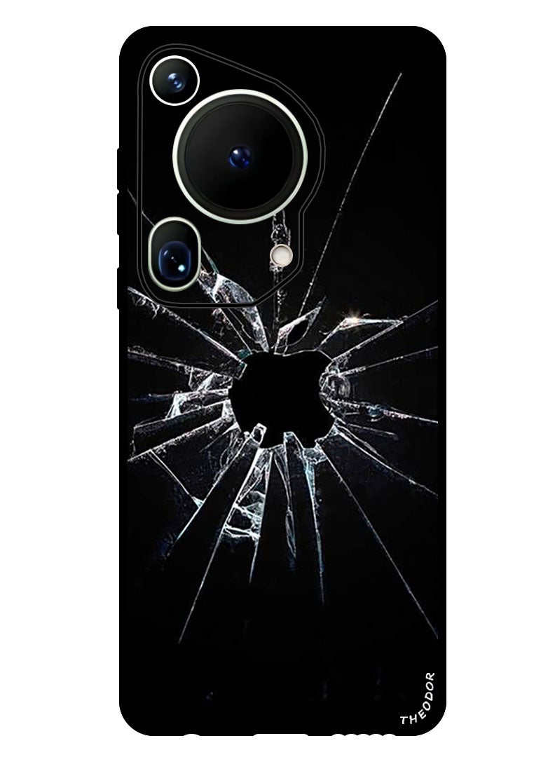 Theodor Protective Case Anti Scratch Shock Proof Bumper Cover For Huawei Pura 70 Ultra Cracked Glass Apple Logo - Image 1