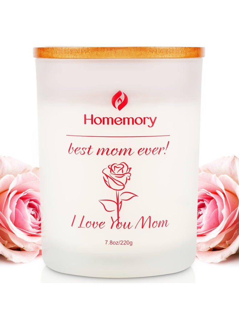 Homemory Mom Candle Rose Scented Candles for Women, Best Mom Ever Gifts, Natural Non-Toxic Soy Candles with Essential Oils, Aromatherapy Candle, Gifts for Mom, Jar Candle (Rose, Jasmine, Lavender & Lilac 