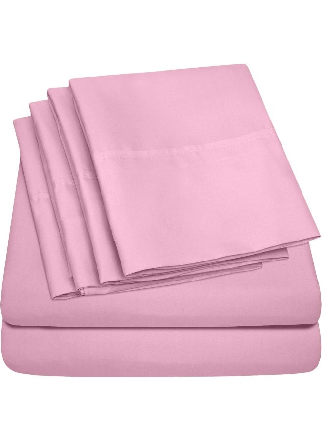 Sweet Home Collection Sweet Home Collection Sheets 6 Piece 1500 Thread Count Deep Pocket Hypoallergenic Brushed Microfiber Soft and Comfortable Bedding Set, Queen, Pink  - Image 1