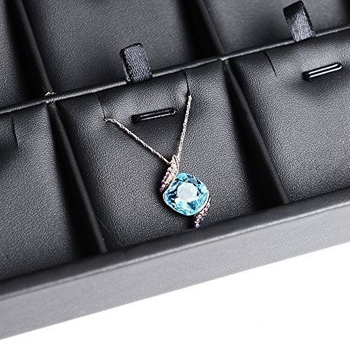 Oirlv Black Leather 24 Grid Jewelry Insert Tray Necklace Pendant Display Tray Jewelry Drawer Organizer（Pack of 1） - Image 3