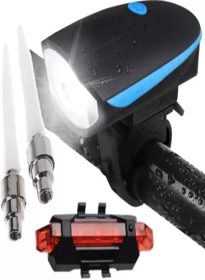 BLACKBELL Bicycle USB Rechargeable Head Light with Back Light with Tyre Valve Light (Pack of 1 Front Light, 1 Rear Light, 2 Multicolor Valve Lights) - Image 1