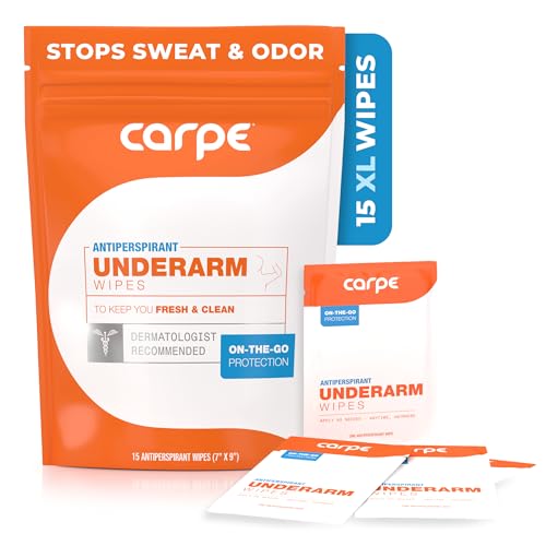 Carpe Antiperspirant Underarm Wipes for Sweat Blocking Deodorizing and Cleansing When Youre On the Move 15 Residue Free Individually Wrapped Wipes Clean and Refreshing Scent