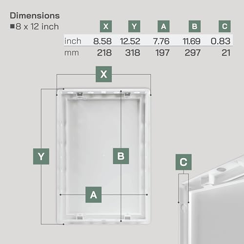 Vent Systems White ABS Plastic Access Panel 8 x 12 Inch - Access Panel with Door for Drywall, Wall and Ceiling Electrical and Plumbing Service Wall Hole Cover - Exterior Dimensions 8.7x12.7 Inches - Image 2