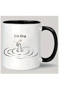 RYN I'm Fine" Ceramic Coffee Mug - Insulated, Reusable, Hand-Wash Only - Perfect for All Beverages & Gifts  - Image 1