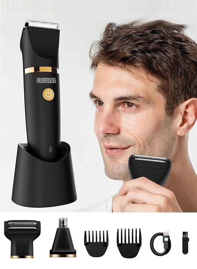 epicarma 3-in-1 Grooming Kit Trimmer for Men with Charging Stand, Matte Black Finish, All-in-One Professional Hair, Beard & Body Trimmer, Waterproof IPX6, SkinSafe Ceramic Blades, Fast Charging, Nose & Ear Hair Trimmer, Hair Clipper & Beard Comb Set - Image 1