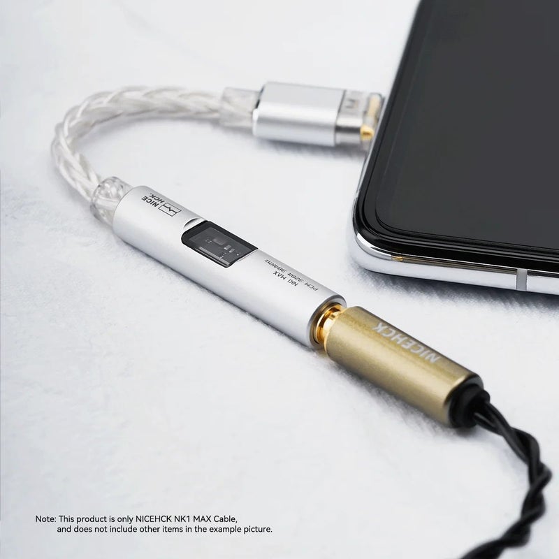 Nicehck NK1 MAX Aluminum Alloy Metal Type-C to 3.5mm DAC Adapter Cable, Silver - Image 4