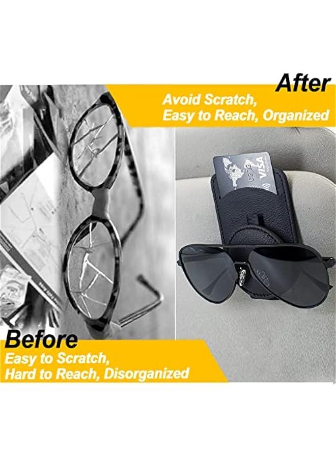 Captaintech Sunglass Holder for Car Visor, Magnet Adsorbed Sunglasses Holder for Car Accessories Parts, Leather Car Sunglass Holder, Car Visor Sunglasses Clip for Glasses Cards (1PCS, Black) - Image 4