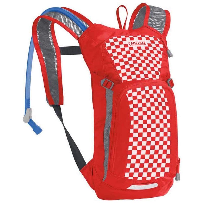 CamelBak Mini M.U.L.E. Kids Hydration Backpack for Hiking and Biking - 50oz, Racing Red Check - Image 3