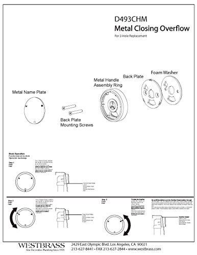 Westbrass D493CHM-12 Universal Patented Deep Soak Round Replacement 2-Hole Bathtub Overflow Cover for Full and Over-Filled Closure, Oil Rubbed Bronze - Image 4