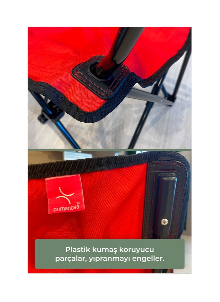 Primanova - Folding Camping Chair Compact, lightweight and portable design with cup holder Weatherproof, splash and water resistant Perfect for outdoor, fishing and beach use - Image 1