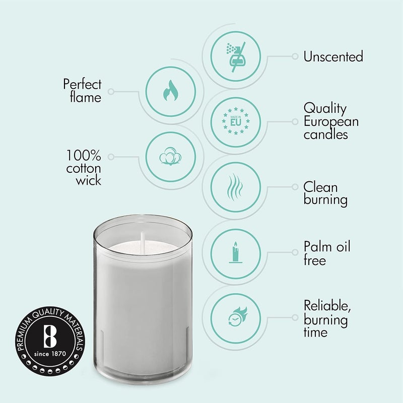 BOLSIUS 24 Hour Votive Candles - 20 Pack Church Candles in Grey Unbreakable Plastic Cups - Premium European Quality - Unscented Smooth and Smokeless Gray Relight Candles - Image 3