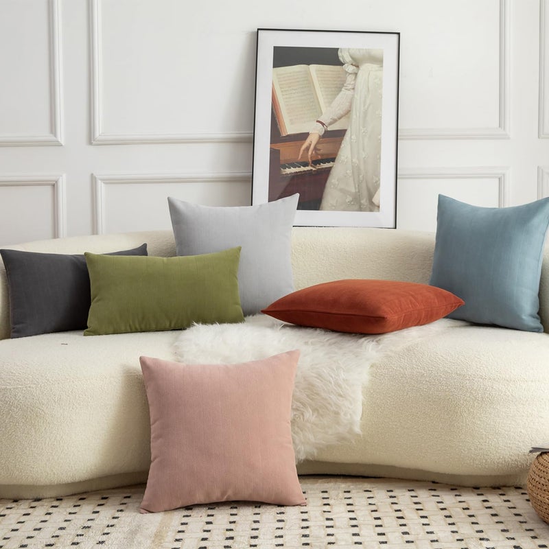 MANDIOO Pack of 2 Chenille Throw Pillow Covers Elegant Design Soft and Luxurious Decorative Cushion Covers Pillowcase Couch Sofa Bedroom Living Room Home Decor 16x24 Inch Light Blue - Image 4