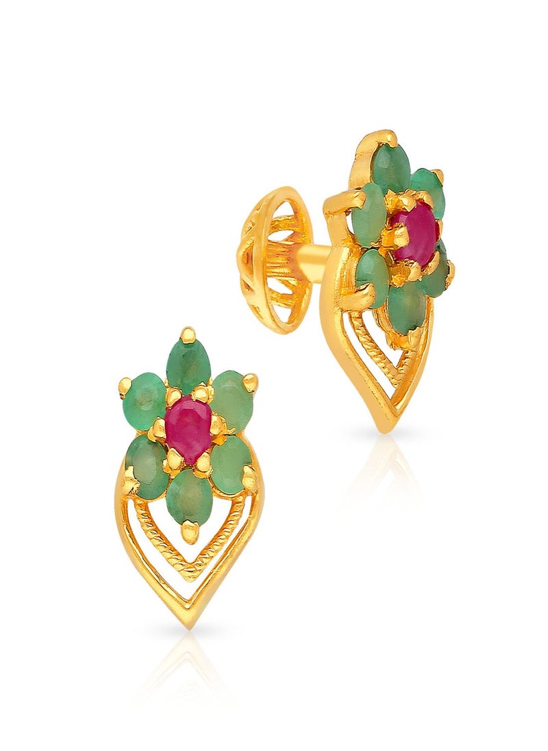 Malabar Gold and Diamonds 22 Carat 916 Purity Gemstone Earrings PGNKID041ER1_Y for Women  - Image 1