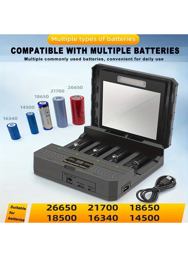 Black 1 Set USB Smart Charger For 18650 26650 21700 3 7V Lithium Ion Battery - Image 2