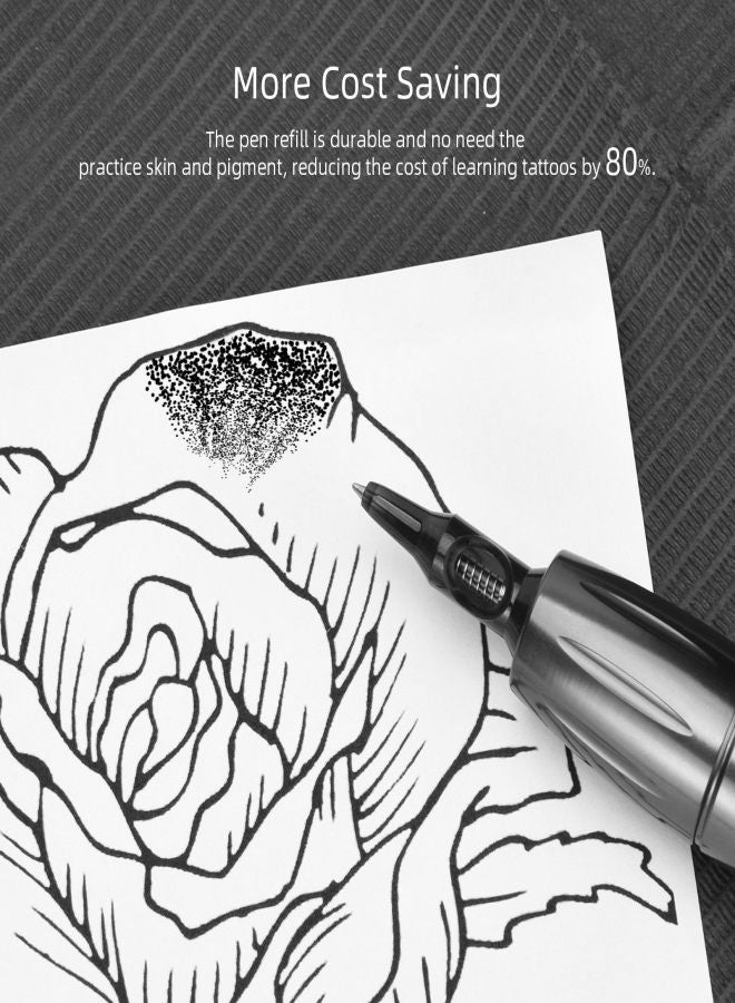 Ballpoint Pen Tattoo Cartridges with Membrane 20pcs Apprentice Cartridge Tattoo Needles with Ball Point for Pen Tattoo Dotwork Drawing Practice on Papers for Beginners and Artists - Image 3