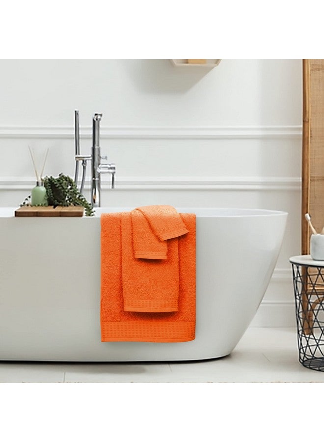 GLAMBURG 100% Cotton Ultra Soft 6 Pack Towel Set, Contains 2 Bath Towels 28x55 Inches, 2 Hand Towels 16x24 Inches & 2 Wash Coths 12x12 Inches, Compact Absorbent Lightweight & Quickdry - Orange - Image 4