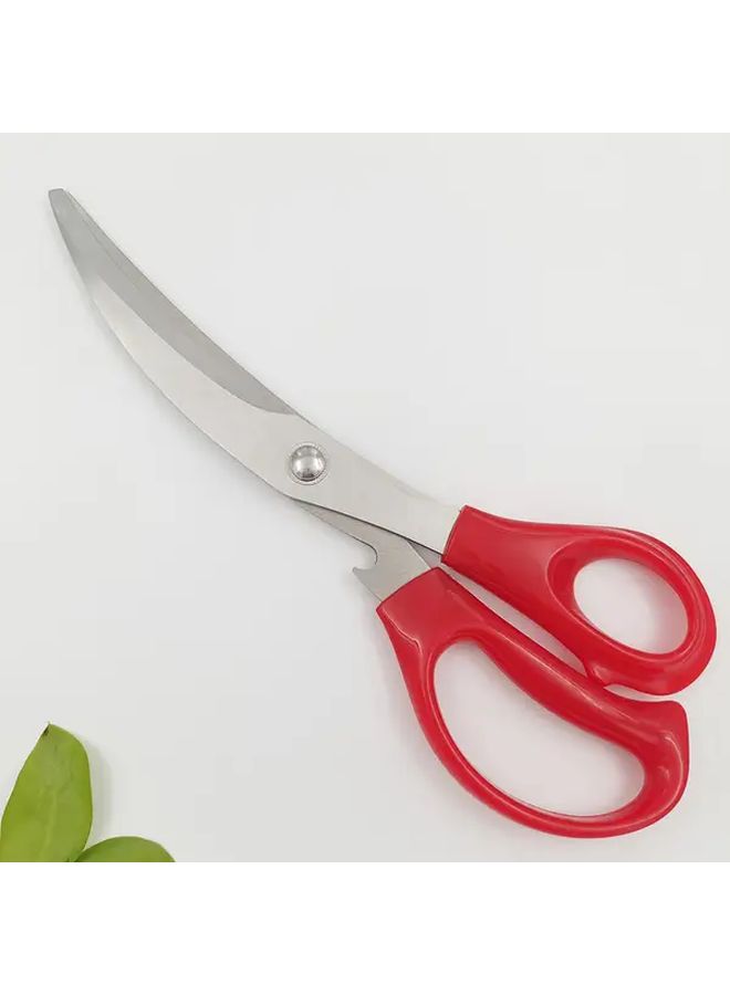Red Heavy Duty BBQ Shears with Serrated Blades Ergonomic Locking Handle for Meat Bone - Image 5