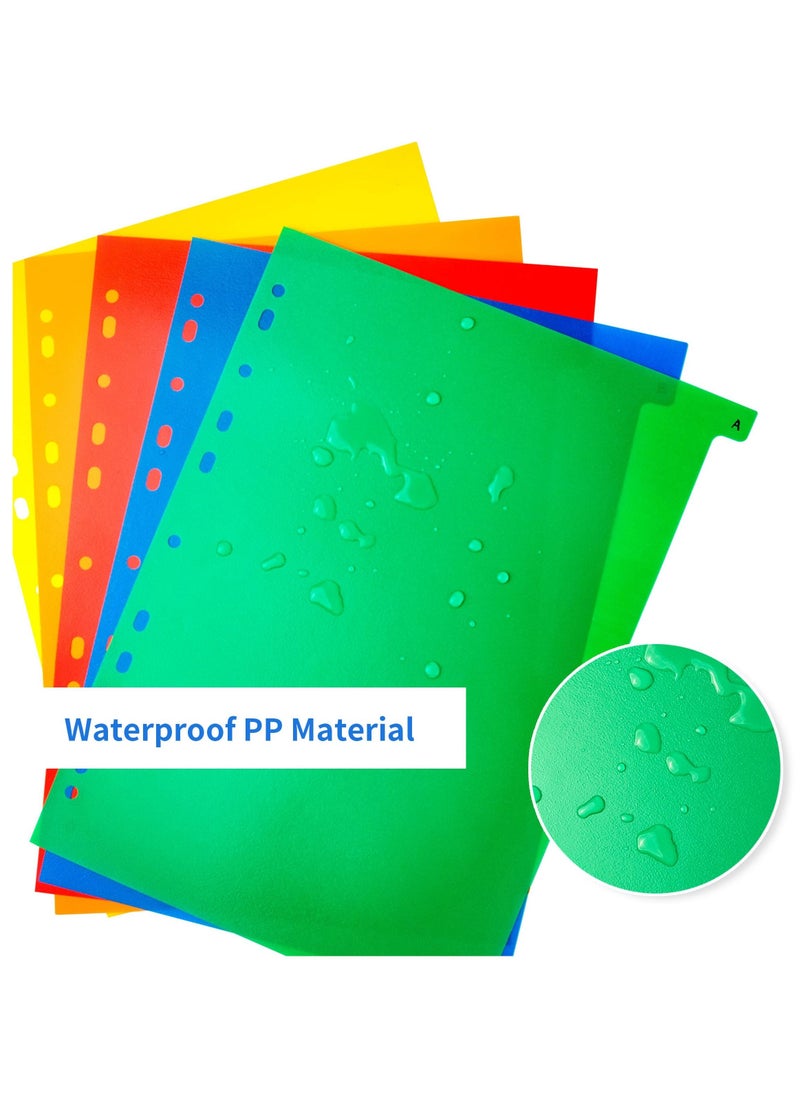 SYOSI - 5 Pack File Dividers A4 Extra Wide 20 Part Dividers A4 Subject Folder Dividers with Blank Tabs Multipunched A4 Dividers for Ring Binders Plastic Binder Dividers (21cmx29.7cm) - Image 1