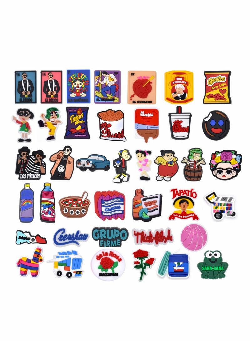 كاست ويف Shoes Decorations Charms Crocs Charms Jibbitz Sandals Buckle Party Birthday Gift, Mexico Charms Bracelet Wristband Decorations for Adult Men Women Kids 47Pcs - Image 1
