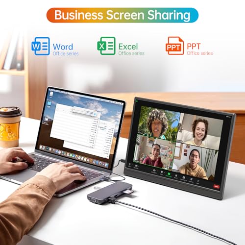 ForHelp 14 Inch Portable Monitor FHD1200P Ultra-Slim for Laptop Monitor, USB-C&HDMI Plug&Play,100% SRGB,Dual Speakers Extender Display. Built-in Stand,for Laptop,PC Phone Xbox PS4/5 - Image 5