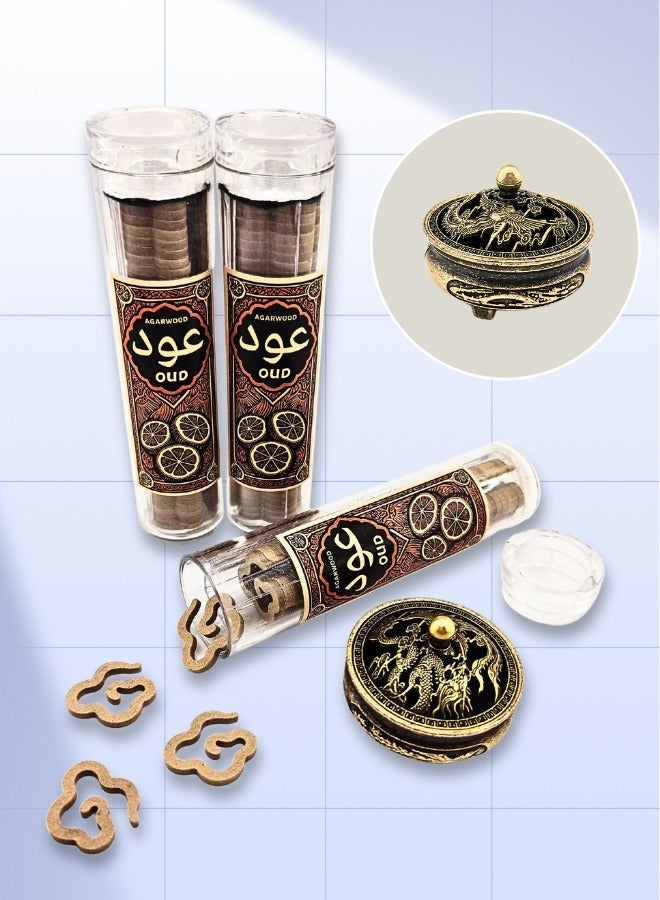 Agarwood Oud Censer Gift Set Bakhoor Incense slices Burner Holder Aroma Diffuser Aromatherapy Home Fragrance Decoration