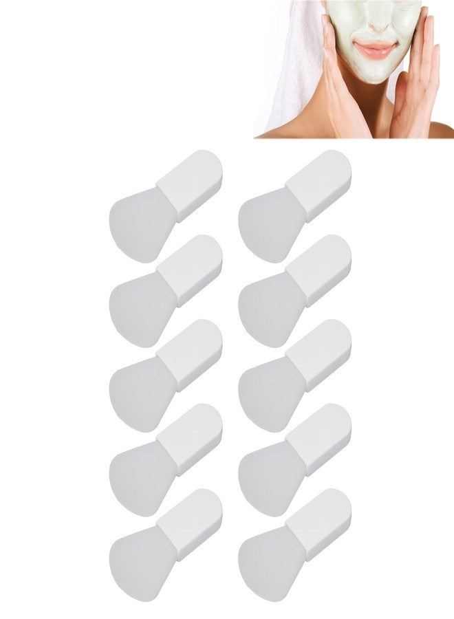 Filfeel 10 قطع فرش ماسك الوجه السيليكون، أداة تجميل محمولة بمقبض قصير، بيضاء (مقوسة)، للأعمال بالجملة - Image 2