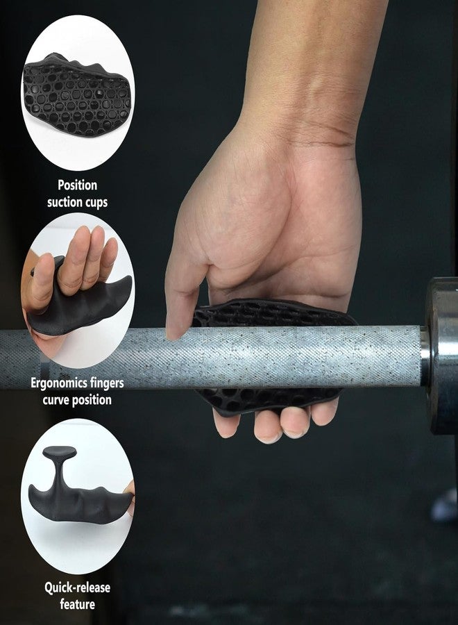 JOLYMIT Anti-Slip Workout Grips - Rubber Palm Protectors for Weight Lifting, Pull-Ups, Gym Training | Ergonomic, Callus Protection for Men & Women (Black /1 Pair) - Image 2