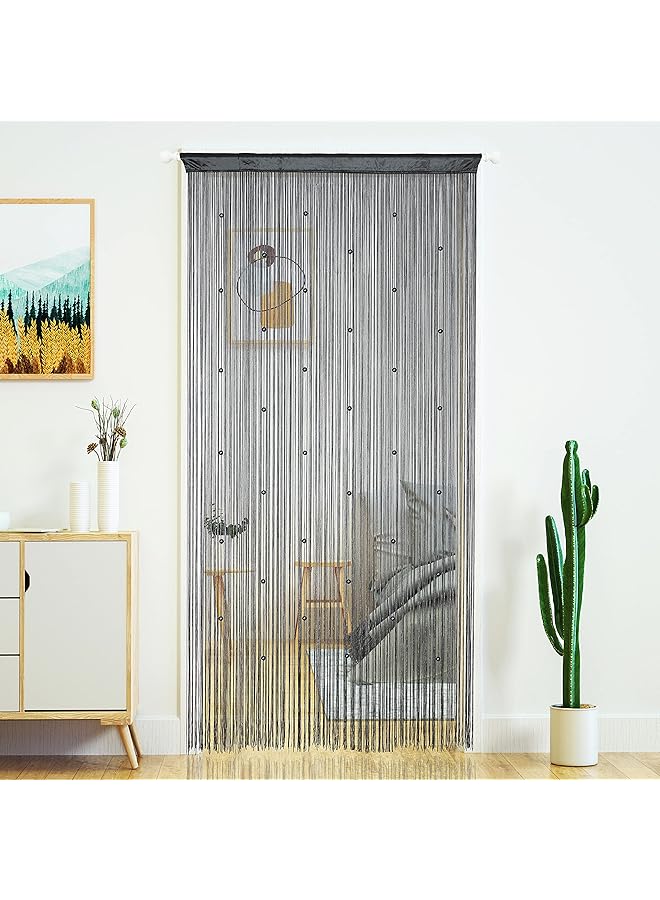 erorex Beaded Curtain Door String Curtains For Doorway Tassels Beads Hanging Fringe Hippie Room Divider Window Hallway Entrance Wall Closet Bedroom Privacy Decor 39×79In 100×200Cm Grey - Image 1