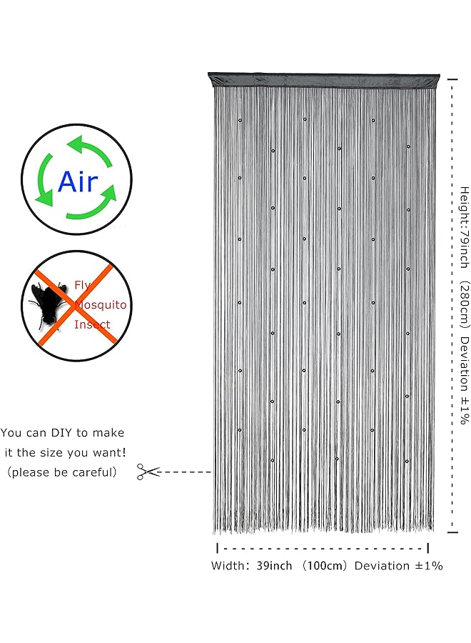 erorex Beaded Curtain Door String Curtains For Doorway Tassels Beads Hanging Fringe Hippie Room Divider Window Hallway Entrance Wall Closet Bedroom Privacy Decor 39×79In 100×200Cm Grey - Image 4