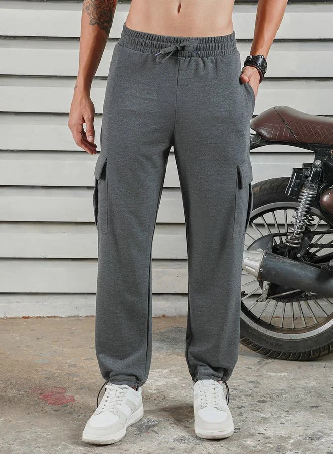 HIGH STAR Straight Fit Cuffed Joggers with Cargo Pockets by Styli