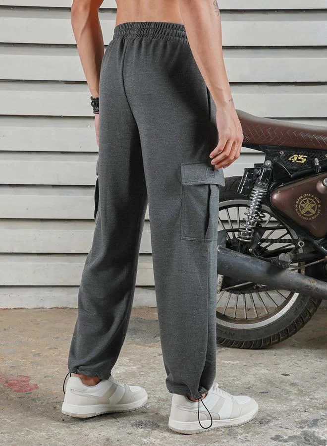 HIGH STAR Straight Fit Cuffed Joggers with Cargo Pockets by Styli