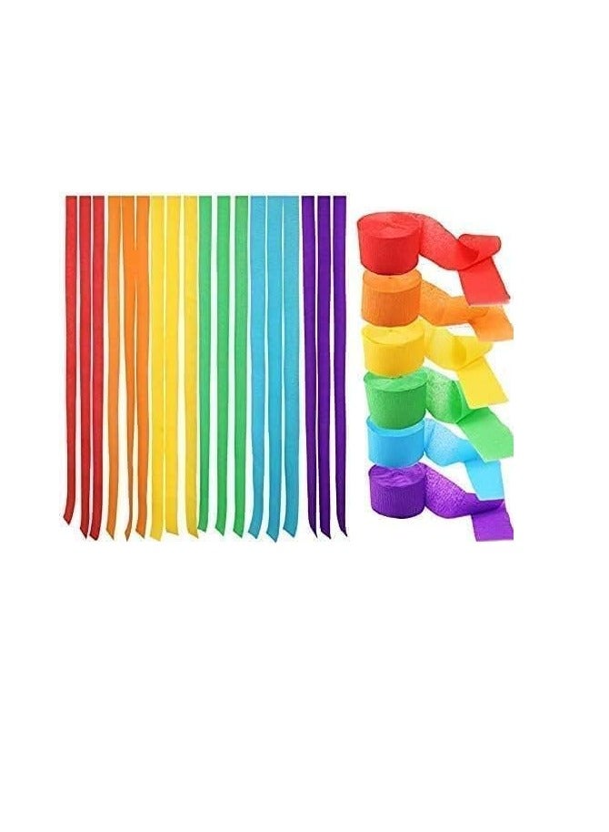 Flamingo 5 Pcs Crepe Paper Streamers Rolls 1.5Inch Assorted Colour - Image 1