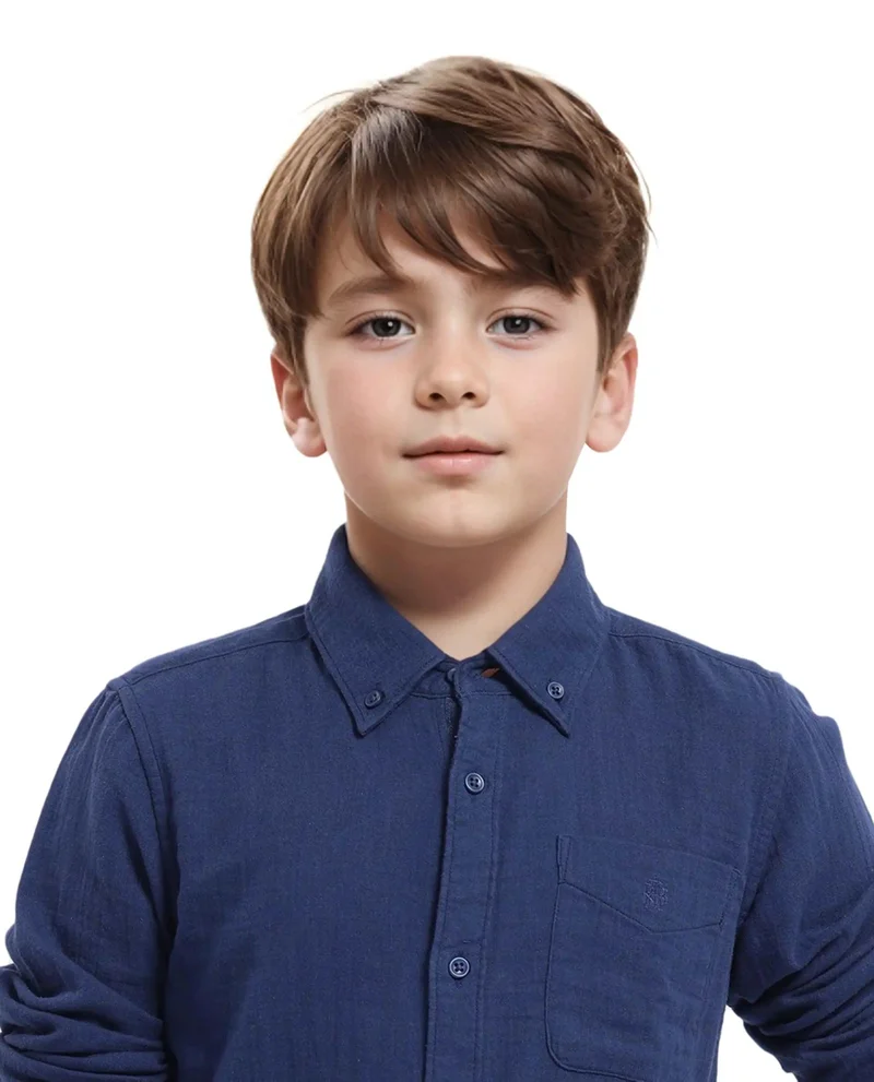 Rare Ones Rare Ones Kids Presto Navy Cotton Full Sleeve Regular Fit Button Down Solid Shirt