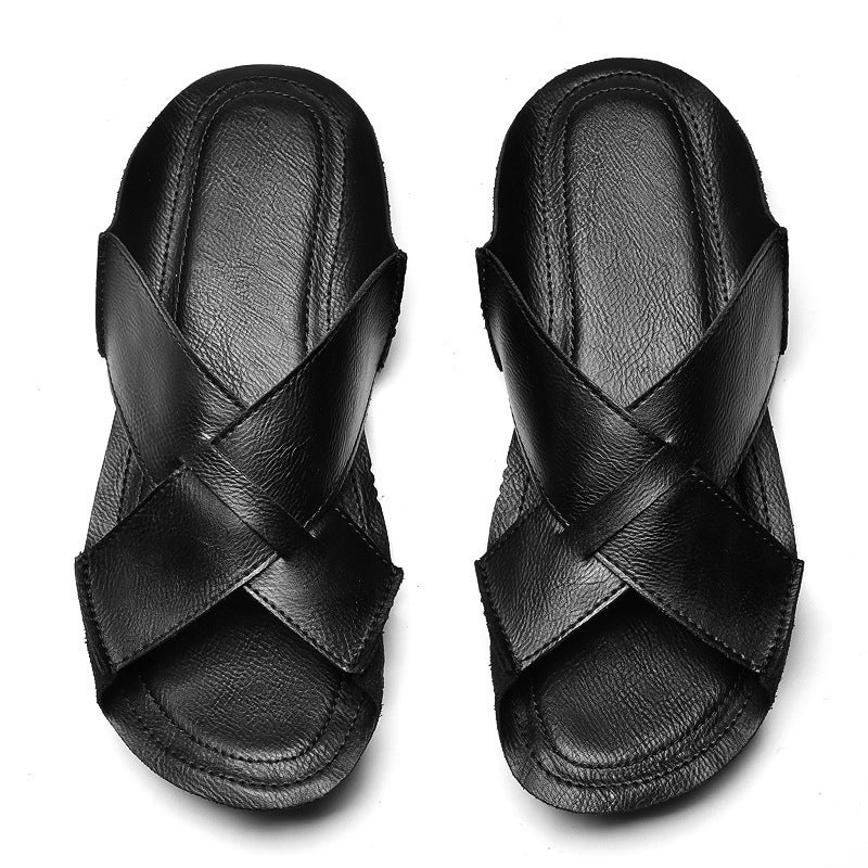 Summer Men'S Large Size 45 Cowhide Wear-Resistant Sandals, Flip-Flops 46 Non-Slip Roman Slippers 47 Genuine Leather Beach Shoes - Image 5
